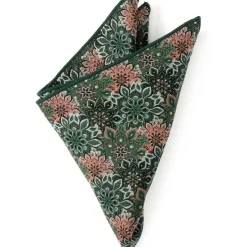 Ox and Bull Trading Co. Green Floral Pocket Square