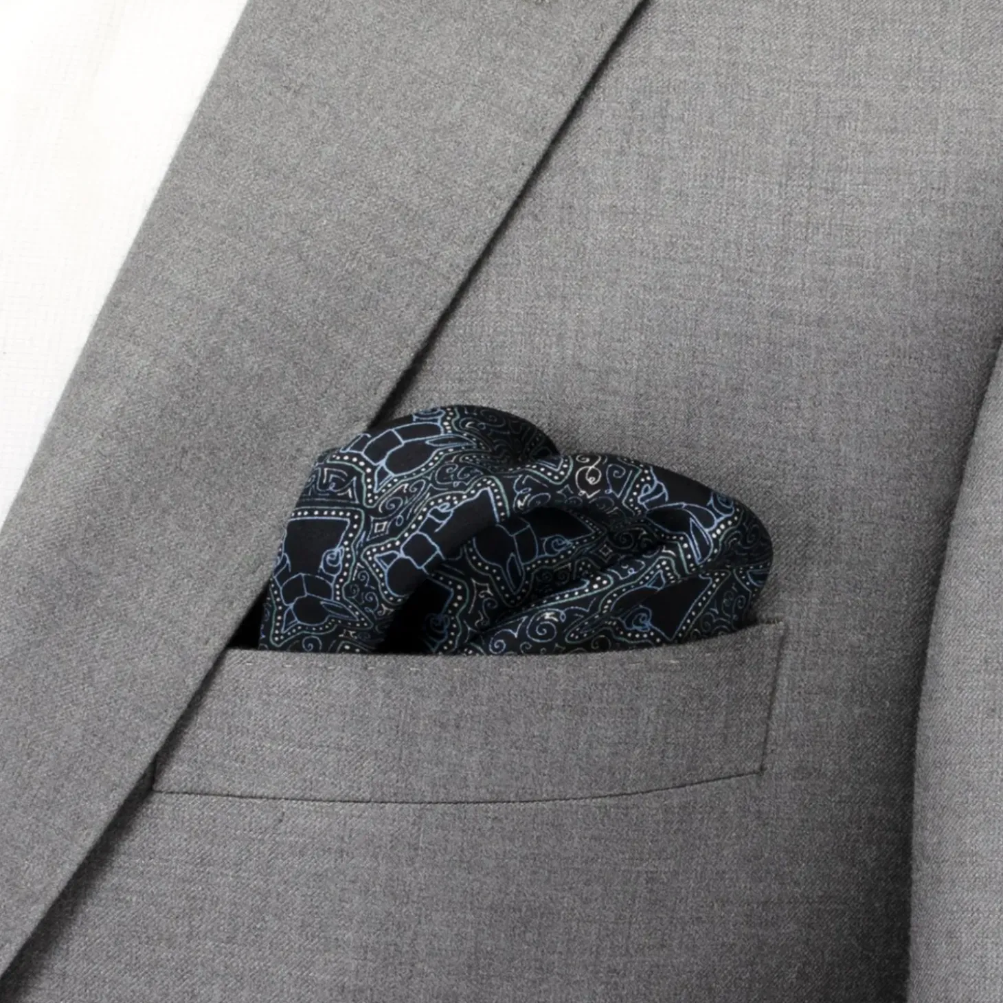 Star Wars Grogu Outline Navy Blue Pocket Square