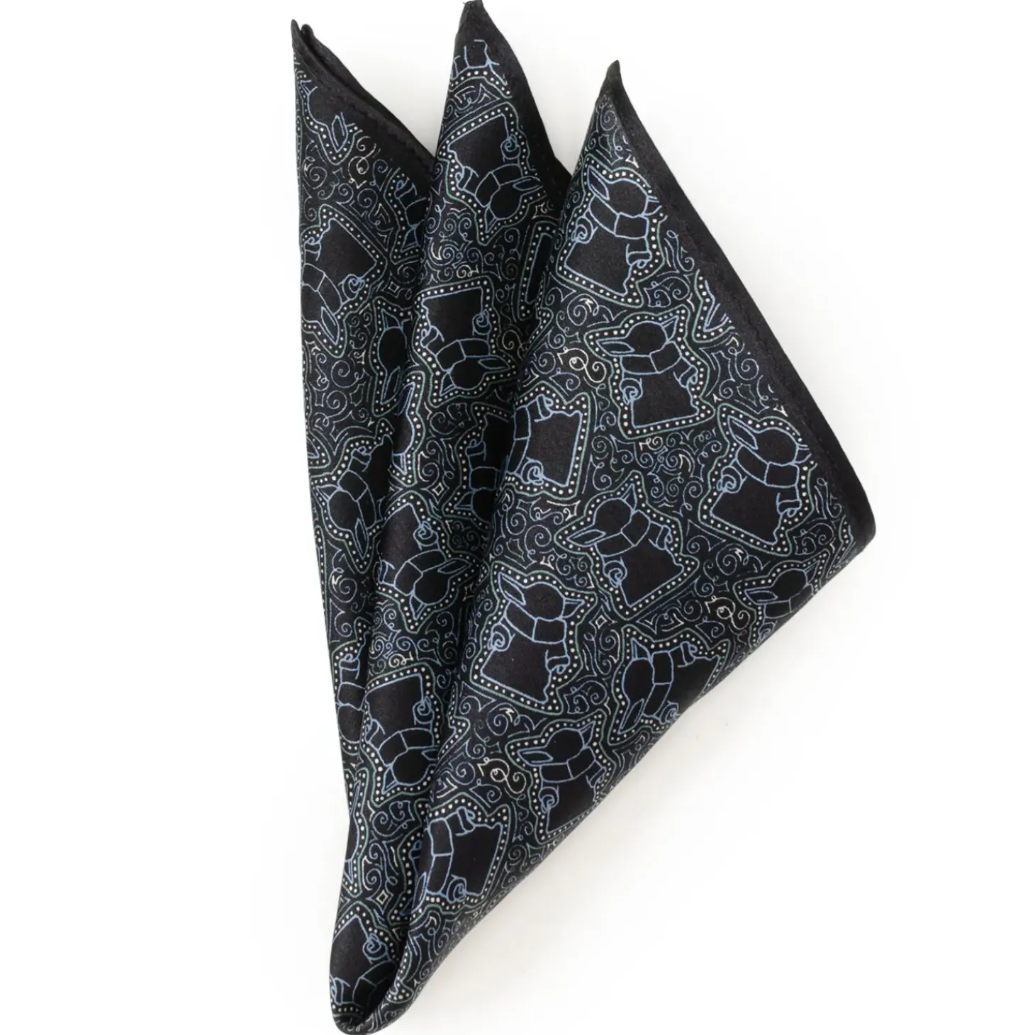 Star Wars Grogu Outline Navy Blue Pocket Square