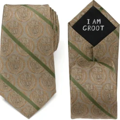 Marvel Groot Tan Striped Men's Tie