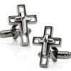 Ox and Bull Trading Co. Gun Metal Cut Out Cross Cufflinks