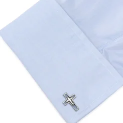 Ox and Bull Trading Co. Gun Metal Cut Out Cross Cufflinks