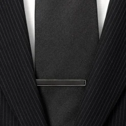 Ox and Bull Trading Co. Gunmetal and Onyx Inlaid Tie Clip