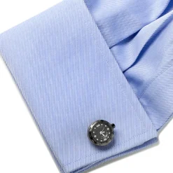 Jan Leslie Gunmetal Stainless Steel Small Face Watch Cufflinks