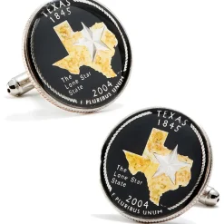 Ox and Bull Trading Co. Hand Painted Texas State Quarter Cufflinks
