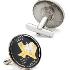 Ox and Bull Trading Co. Hand Painted Texas State Quarter Cufflinks