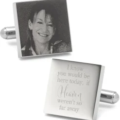 Ox and Bull Trading Co. Heaven so far away Custom Photo Engravable Cufflinks