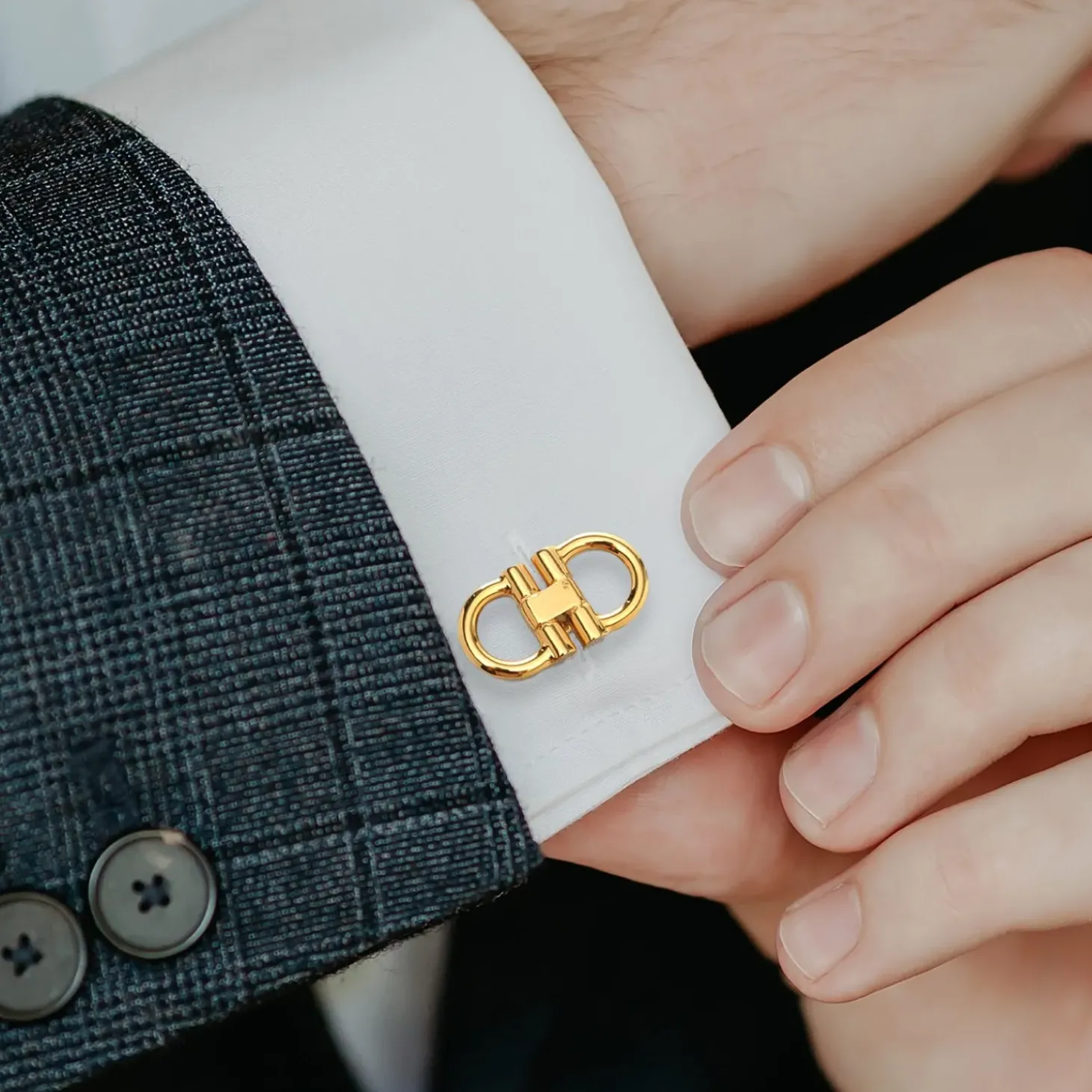 Ox and Bull Trading Co. Horse Bit Gold Stainless Steel Cufflinks