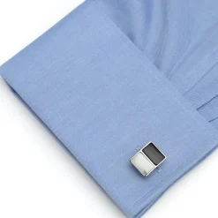 Ox and Bull Trading Co. Jade and Onyx Split Stainless Steel Cufflinks