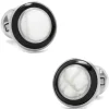 Ox and Bull Trading Co. Jade with Onyx Ring Stainless Steel Cufflinks