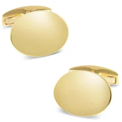 Deakin & Francis 18K Gold Plain Oval Cufflinks