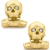 Deakin & Francis 18K Yellow Gold Skull Cufflinks with Popping Diamond Eyes