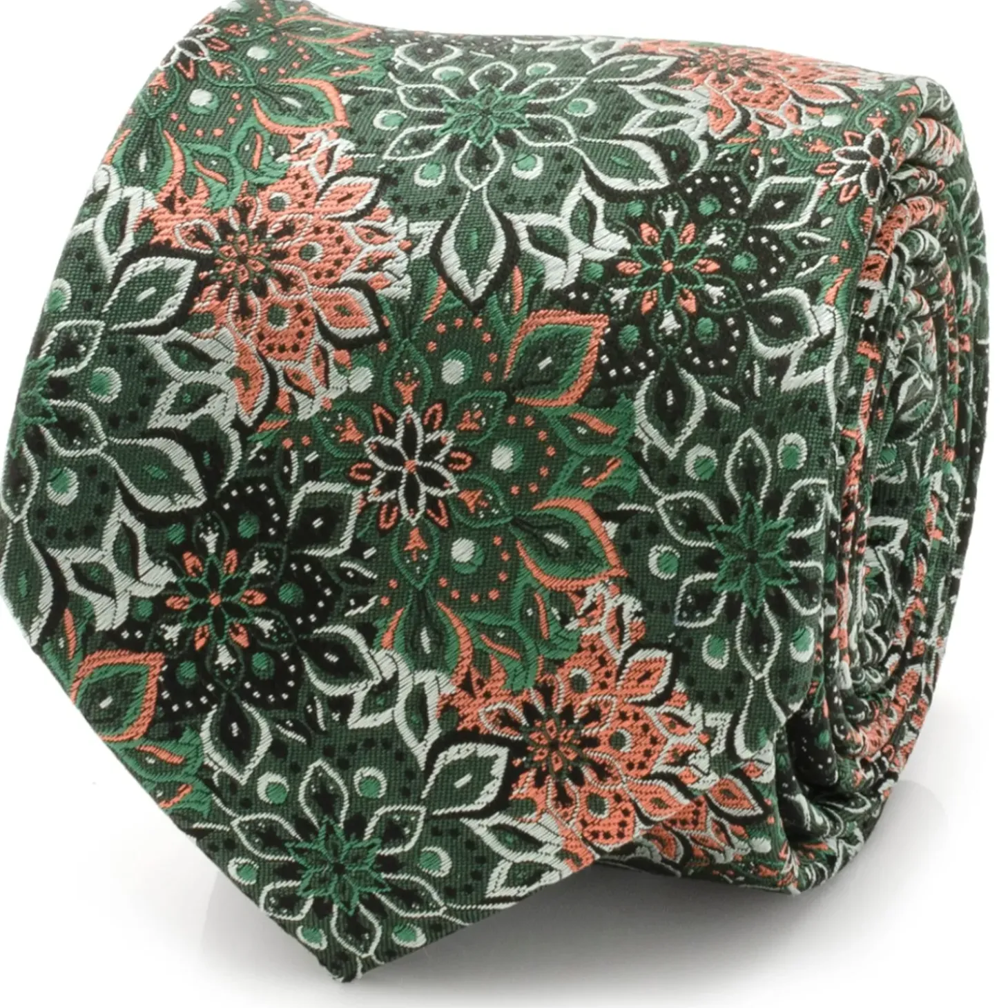 Ox and Bull Trading Co. Kaleido Floral Coral Accented Men's Tie