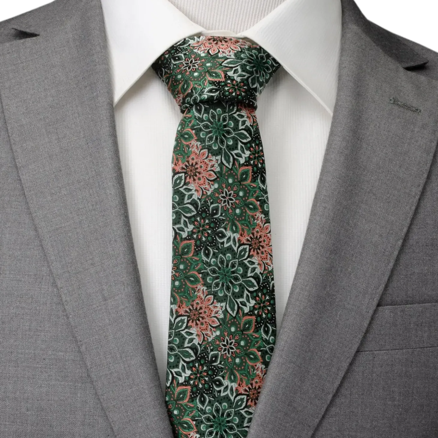 Ox and Bull Trading Co. Kaleido Floral Coral Accented Men's Tie