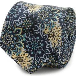 Ox and Bull Trading Co. Kaleido Floral Navy Tan Accented Men's Tie
