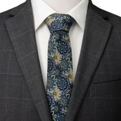 Ox and Bull Trading Co. Kaleido Floral Navy Tan Accented Men's Tie