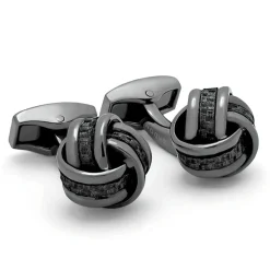 Tateossian Knot Cufflinks with Black Carbon Fibre