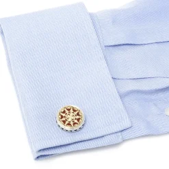 Konstantino Round Scroll with Carnelian Stone Cufflinks