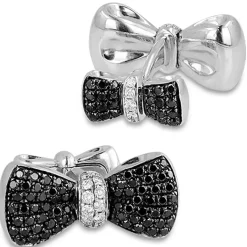 Jacob & Co. Large Bow Tie Cufflinks with Black Diamonds