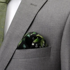 Ox and Bull Trading Co. Leaf Watercolor Black Pocket Square