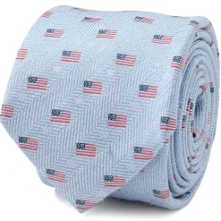 Cufflinks, Inc. Light Blue American Flag Men's Tie