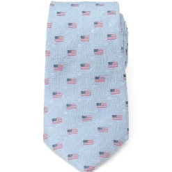Cufflinks, Inc. Light Blue American Flag Men's Tie