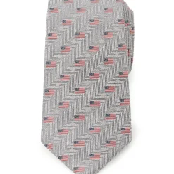 Cufflinks, Inc. Light Gray American Flag Men's Tie