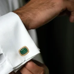 Armenta Malachite with Diamond Cufflinks