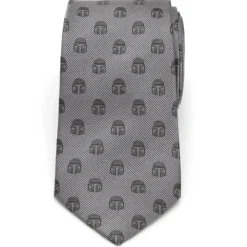 Star Wars Mandalorian Helmet Gray Men's Tie