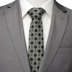 Star Wars Mandalorian Plaid Black Gray Men's Tie