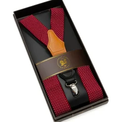 Ox and Bull Trading Co. Maroon Dot Clip Suspenders