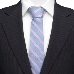Marvel Comics Blue and Pink Stripe Silk Men's Tie
