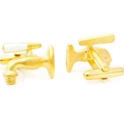 JJ Weston Matte Gold Beer Tap Cufflinks