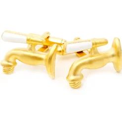 JJ Weston Matte Gold Beer Tap Cufflinks