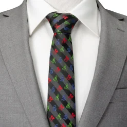 Disney Mickey and Friends Multi Black Stripe Men's Tie