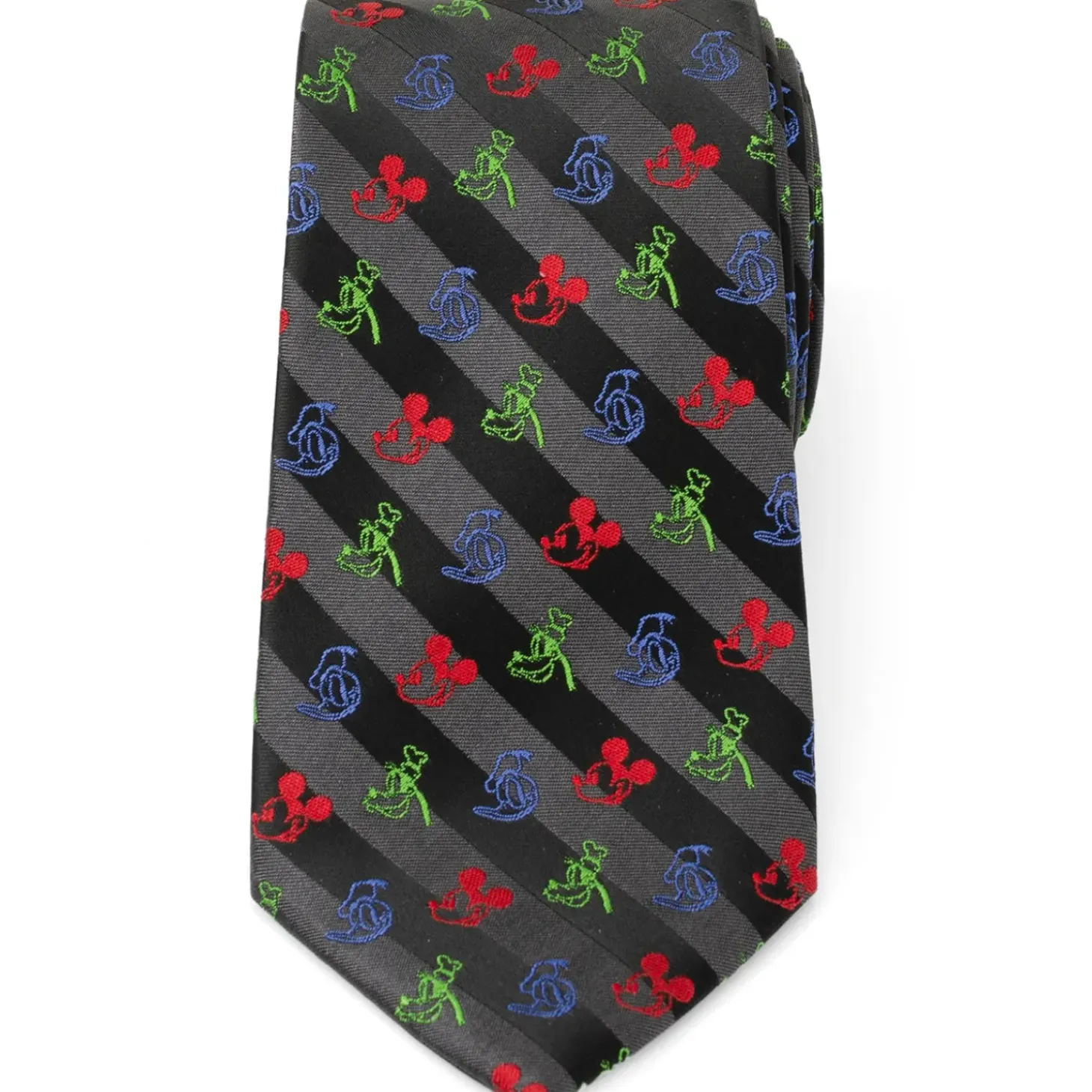 Disney Mickey and Friends Multi Black Stripe Men's Tie