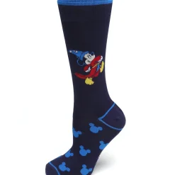 Disney Mickey Fantasia Navy Sock and Mickey Blue Lapel Pin Gift Set