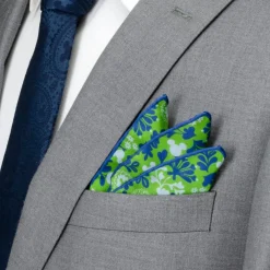 Disney Mickey Floral Green Pocket Square