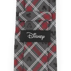 Disney Mickey Mouse Holiday Plaid Gray Silk Men's Tie