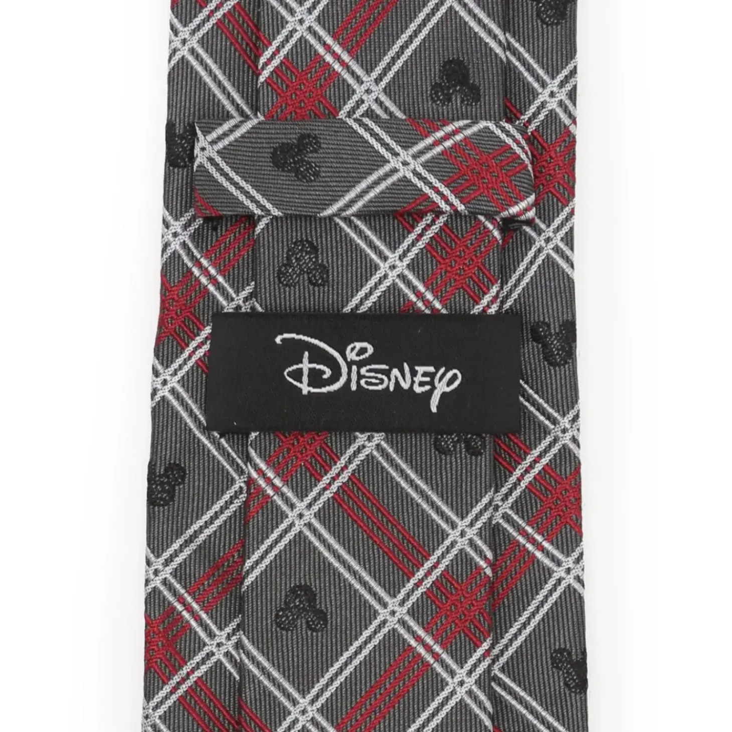 Disney Mickey Mouse Holiday Plaid Gray Silk Men's Tie