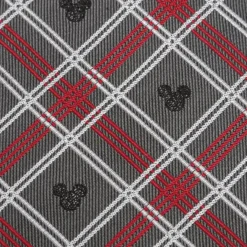 Disney Mickey Mouse Holiday Plaid Gray Silk Men's Tie