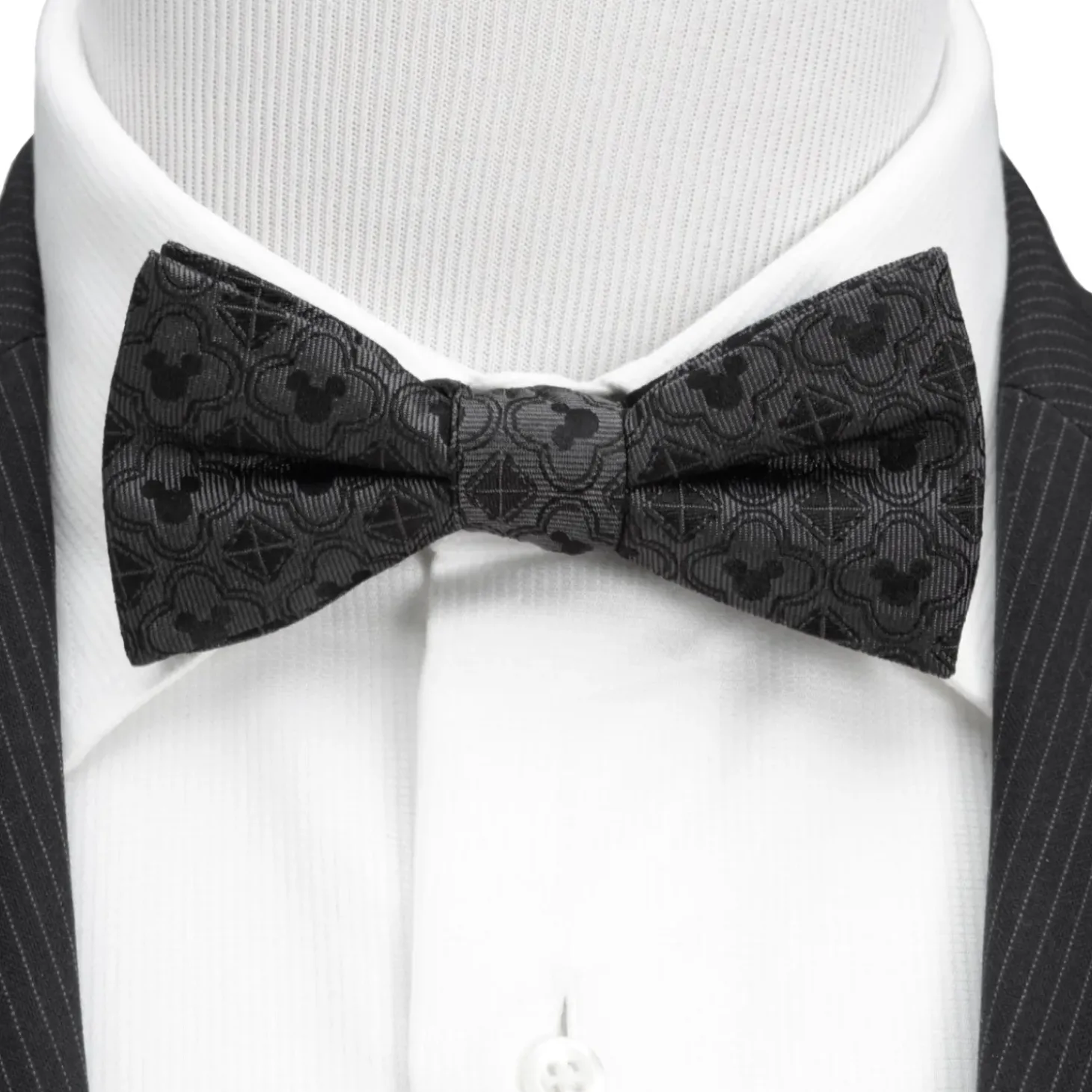 Disney Mickey Mouse Pattern Black Bow Tie