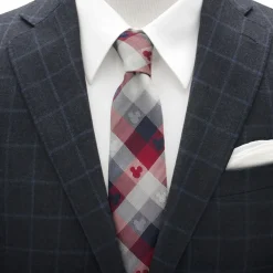 Disney Mickey Mouse Red and Blue Plaid Men's Tie