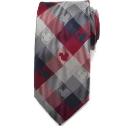 Disney Mickey Mouse Red and Blue Plaid Men's Tie