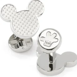 Disney Mickey Mouse Silhouette Basket Weave Cufflinks