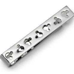 Disney Mickey Mouse Silhouette Cutout Message Silver Tie Bar