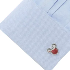 Disney Mickey Mouse Silhouette Red Caviar Bead Cufflinks