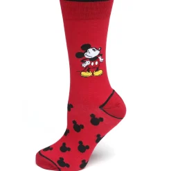 Disney Mickey Pie-Eyed Red Sock and Mickey Blue Lapel Pin Gift Set