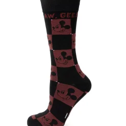 Disney Mickey Red Check Sock and Mickey Blue Lapel Pin Gift Set