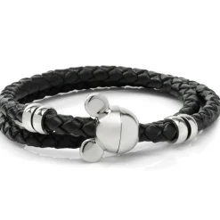 Disney Mickey Silhouette Black Double Wrapped Leather Bracelet